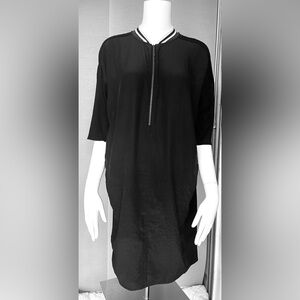 Marc Cain Black and White Striped Collar Top